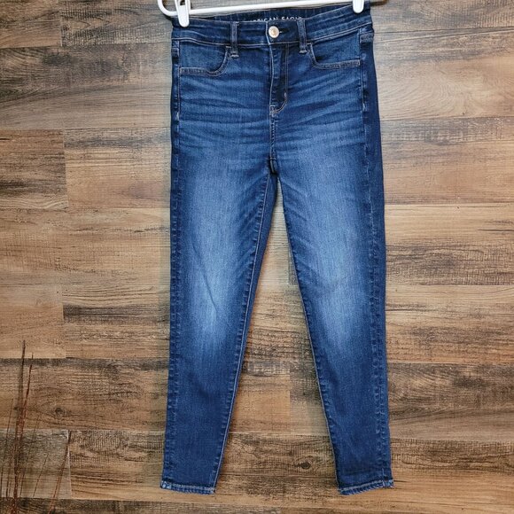 American Eagle Jeans 4 S Jegging Next Level Stretch Hi Rise Medium Dark Wash - Picture 1 of 12